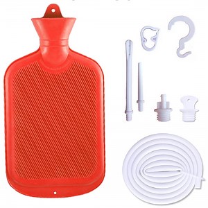 2L Rubber Hot Water Bag, Enema Bag Kit For Colon Detox Cleanse Enemas and Hot Compress Combination Douche & Reusable Enema Kit Cleansing