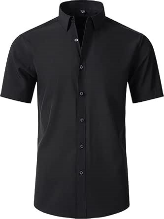 Amazon.com: Camisas de vestir para hombre, de manga corta, elásticas, con botones, sin arrugas, casual, sólidas, camisa formal para verano, negocios, boda, Negro -, XS : Ropa, Zapatos y Joyería