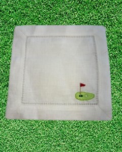 Embroidered Golf Themed Linen Cocktail Napkin - Etsy