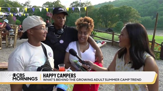 Who says only kids can have summer camp fun? Campers 21 and up are leaving responsibility behind and becoming kids again at adult summer camps, making new friends and chasing nostalgia, as reports of burnout reach an all-time high. | CBS Mornings