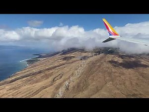 Southwest Airlines landing at Kahului Airport in Maui, Hawaii 4k