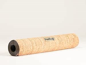 FeetUp - Yoga Mat for Hot Yoga. Bikram, Ashtanga, Sweaty Workouts, Natural Cork & Vegan Workout Mat, Non-slip & Sweat Resistant Gym Mat, Extremely Durable & Extra Long Exercise Mat, 78.7 X 24 In
