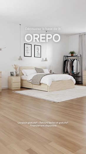 Transformez votre chambre en un espace lumineux et accueillant avec la base de lit OREPO, dotée de tiroirs pratiques pour maximiser chaque pouce de rangement.✔️ Son fini effet érable pur de haute qualité et sa conception robuste assurent une durabilité pensée pour traverser les années, tout en ajoutant une touche élégante à votre décor.🤍 Offerte en formats Double, Queen ou King, vous trouverez facilement la taille parfaite pour votre chambre. Disponible à partir de seulement 695$ plus taxes, av