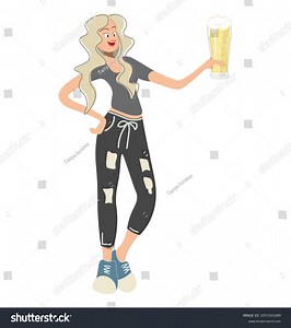 Modern Cool Girl Drinks Beer Laughs Stock Vector (Royalty Free) 2053161689 | Shutterstock