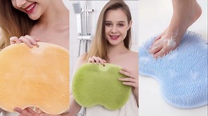 4-Pack Bath Scrubber Mat for Back Scrubbing and Foot Exfoliation - Dual-Use Shower Mats with Non-Slip Suction Cups - Soft, Durable, and Hygienic - Perfect for Full-Body Cleansing and Spa-Like Comfort