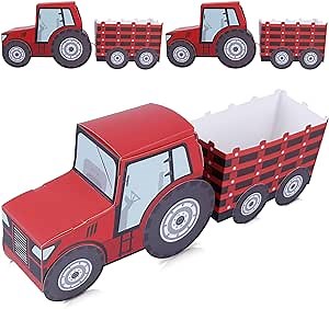 Tractor with Cart Goodie Gift Treat Boxes - Farm Party Supplies