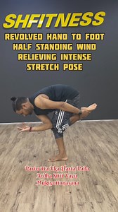 Revolved Hand to Foot Half standing wind Relieving intense Stretch pose- Parivritta Eka Hasta Pada Ardha Stiti Vayu Muktyuttonasana #YogaDeep #Yoga #reels #trendingvideo #backbendchallenge #viralreels #Onlineyogaclasses #YogaWithSandeep #PropsYoga #YogaWheel #WeightLose #YogaForHealthyLife #Alliance #Yogaalliance #propsYoga #Trend #Trending | Yoga Deep