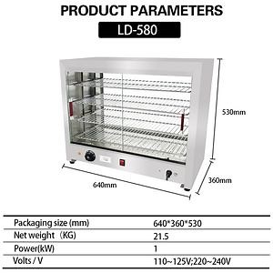 [Hot Item] Ld-580 Commercial Electric Curved Glass Food Heat-Retaining Display-Restaurant Chips Warmer