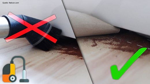 Hintere Ecken erreichen mit Staubsauger-Trick