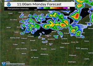 2.5K views · 39 reactions | Here is a radar animation (from the HRRR model) of how showers and thunderstorms evolve between 10 am and 5 pm. Notice the strongest storms should be across eastern OH into PA. Gusty winds and hail may occur with a couple strong thunderstorms. | US National Weather Service Cleveland OH | Facebook