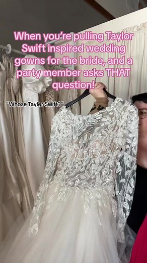 When you're pulling Taylor Swift inspired wedding gowns for the bride, and that party member asks THAT question...!?! 💓 Book an appointment here at Strut Bridal Salon, trust me it will be an experience to remember! 💫 ⁠⁠🎉Come to our $699 wedding dresses Black Friday Sale happening November 24th-26th only! Plus $500 off select in-stock wedding dresses when you pay in full. ✨ #bridalsalon #californiabride #labride #labridal #trendingreel #swifie #taylorswift #swifities #swifty #loverera #bridalb