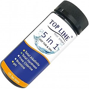 Hot Tub Test Strips (125 Strips) - SPA Test Kit - Bromine Test Strips for Hot Tub - 5 Way Test Strips for SPA - Tests: Alkalinity, Hardness, Chlorine, Bromine & pH