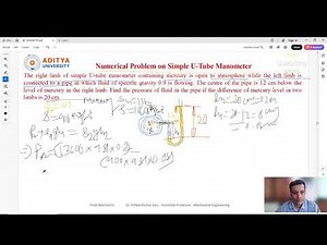 Lecture 19 Problem Solved on #Simple U Tube #Manometer, Fluid Mechanics