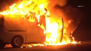 TACO TRUCK EXPLODES DURING VEHICLE FIRE EARLY SUNDAY MORNING ON THE CONEJO GRADE IN NEWBURY PARK: At 12:38am on Sunday morning, March 27 of 2022, a vehicle fire call was dispatched for the south bound 101 Freeway north of the Conejo Grade Scales in Newbury Park. The CHP and Ventura County Fire Department was dispatched. Authorities found a taco truck that was pulled over in the center divider of the freeway fully engulfed in flames. Reports indicated that three propane tanks were inside the taco