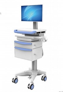 [Hot Item] Hospital Nursing Workstation Height Adjustable All in One Computer Cart, Hospital Trolley ABS Nursing Computer Trolley Crash Cart with Drawers
