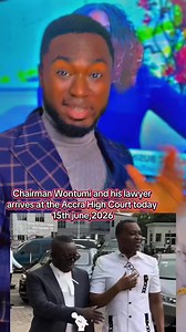 Lawyer Andy Appiah-Kubi, in the company of Chairman Wontumi, arrives at the Accra High Court to submit an affidavit explaining to the judge why he is withdrawing his services from the Samreboi case involving the Ashanti Regional NPP Chairman.