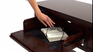 Signature Design by Ashley Porter Traditional Hand-Finished Rectangular Sofa Table with 2 Drawers and Lower Fixed Shelf, Dark Brown