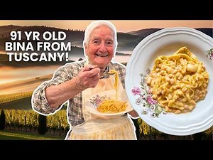 91 yr old Bina makes Tuscan tagliatini pasta with beans! | Pasta Grannies