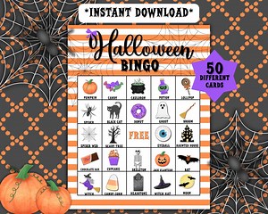Spooky Halloween Bingo Game: 50 Printable Cards (PDF Download) - Etsy