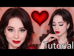 Simple classic red lip makeup! Full face tutorial