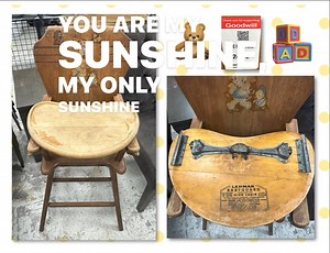 Vintage high chair with removable tray. Would be a perfect addition to your antique collection🤎 Barboursville Goodwill $24.99 | Goodwill Geek