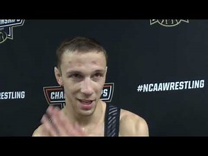 Evan Wick (Cal Poly) after win in Quarterfinals at 165 pounds at 2022 NCAAs