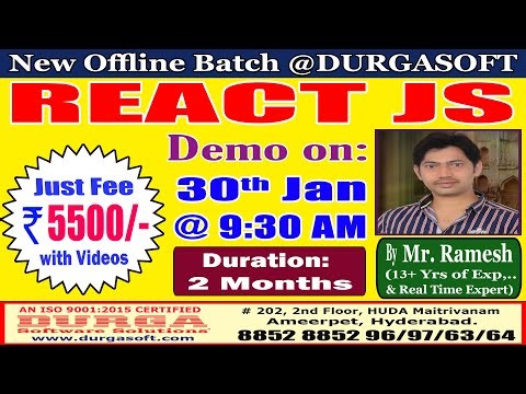 REACT JS Offline Training @ DURGASOFT