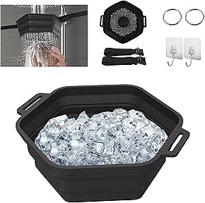 Silicone ice bath, foldable ice bath artifact, portable, suitable for athletes, silicone ice bath bucket (black)