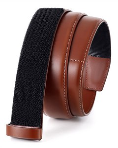SUOSDEY No Buckle Leather Belts for Men,Buckleless Belt Hook and Loop Work Technician Mechanic Belt for Jeans Gifts