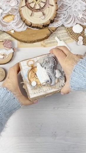 Exploding box for a sea lover 🩵 Create this unique gift witb me Watch my video tutorial on YouTube 🎥 @stamperia Sea Land collection ⚓️ …. Tutorial on @emiliasieradzan Youtube channel 🥰 …. #explodingbox #papercrafts #videotutorial #craftforsale #uniquegifts #handmade #cardmaking #stamperia #craftteacher #papercrafter | Emilia Sieradzan Creative Studio