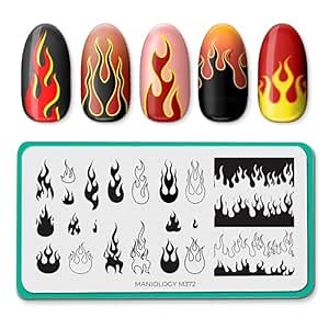 Maniology Flamin' Hot Nail Stamping Plate, Fiery and Flame Pattern Nail Art Designs