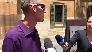 Jody Meyers' brother-in-law Michael Bates speaks outside Adelaide Magistrates Court after Neil Archer pleaded guilty to her murder