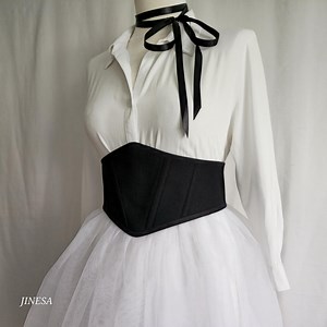 Black Linen Underbust Corset Belt: Renaissance Gothic Cosplay - Etsy