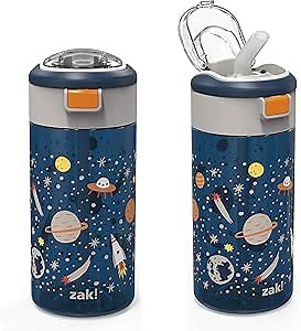 Amazon.com: Zak Designs Genesis Durable Plastic Water Bottle with Easy-Open Button Lid and Built-In Carry Handle, Leak-Proof Design is Perfect for Outdoor Sports (18oz, Space, Non-BPA) : Sports & Outdoors