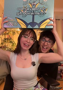 CHEERS TO ANOTHER 100k! 😍 i love opening the vaporeon gift box ✨ #pokemontcg #pokemoncards