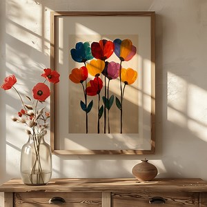 Poppy Print Botanical Print Poster Vintage Art Decor Minimalist Style Colorful Poppy Print Bedroom Decor Poppy Art Print Rainbow Poppies - Etsy