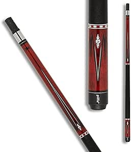 Griffin GR64 Pool Cue - Red with Black and Silver Points and Marblelike White Cross