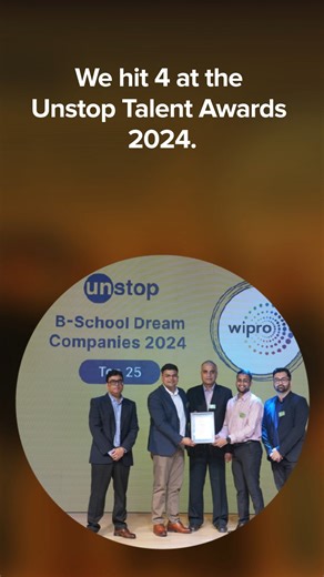 Our winning streak continues! The Unstop Talent Awards 2024 were just announced, and Wipro won across four different categories. We are thrilled to continue being recognized for our efforts around building a positive and growth-focused culture. #OneWipro #ReinventYourWorld #UnstopAwards2024 | Wipro Careers