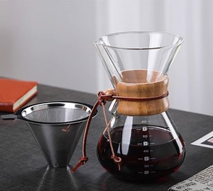 [Hot Item] Glass Coffee Pot Custom Double Wall Unusual Heat Resistant Chemex Glass Pour Over Coffee Maker with Brewer