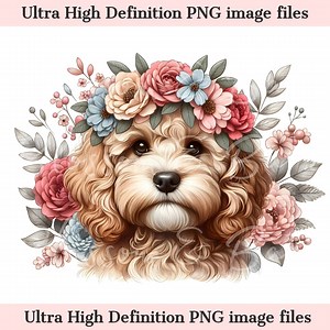 Digital Cute Cockapoo PNG Flower Dog Art - Cute Doodle Puppy PNG Instant Download for Home Decor and Crafting Gifts - Dog Mom Sublimation - Etsy UK