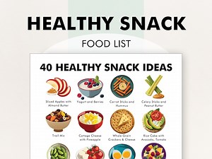 Healthy Snack Ideas, Easy to Prep Snacks, Snack Recipes - PDF to Download and Print - A List of Simple Snacks for Adults, Teens, and Work - Etsy Canada