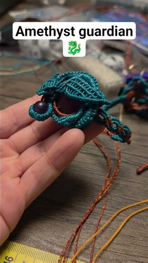 Micro-macramé Dragon with Gem! What stone should the dragon protect next? 🐉✨ #macrame