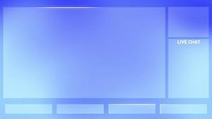 Liquid Glass Stream Intermission Overlay Loop Animation, Modern UI Layout Webcam with Chat Box Gradient Blue Background