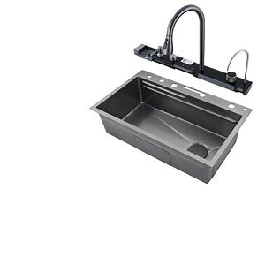 [Hot Item] 7546 Handmade Kitchen Sink Nano Black Sink Defrost Plate Kitchen Faucet Multifunctional Kitchen Sink