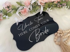 Here Comes the Bride Sign, Ring Bearer Sign, Flower Girl Sign, Wedding Sign, Aisle Sign, Modern Wedding Decor, Acrylic Wedding Sign - Etsy