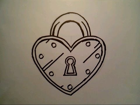 How To Draw A Heart Lock Padlock Locket London Bridge Locks Cartoon Key Hole charm