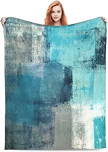 Teal Grey Turquoise Throw Blanket Soft Cozy Plush Warm Fleece Blanket for Sofa Couch Bed 60"X50"