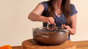 Anolon Advanced Hard-Anodized Nonstick 12-Inch Deep Frying Pan with Glass Lid / Nonstick Skillet, 12 Inch, Bronze