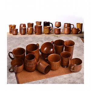Wood Handmade Custom Natural Wooden Coffee Sake Mug Milk Tea Cup