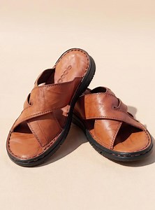 Handmade Leather Cross Strap Slippers: Men's Comfort Slip-ons - Etsy